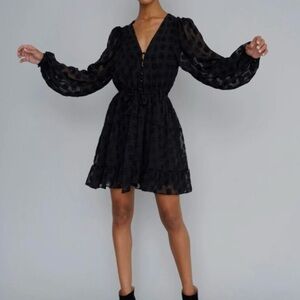 122 NWOT Le Superbe $465 Black Polka Dot Dress size 8
